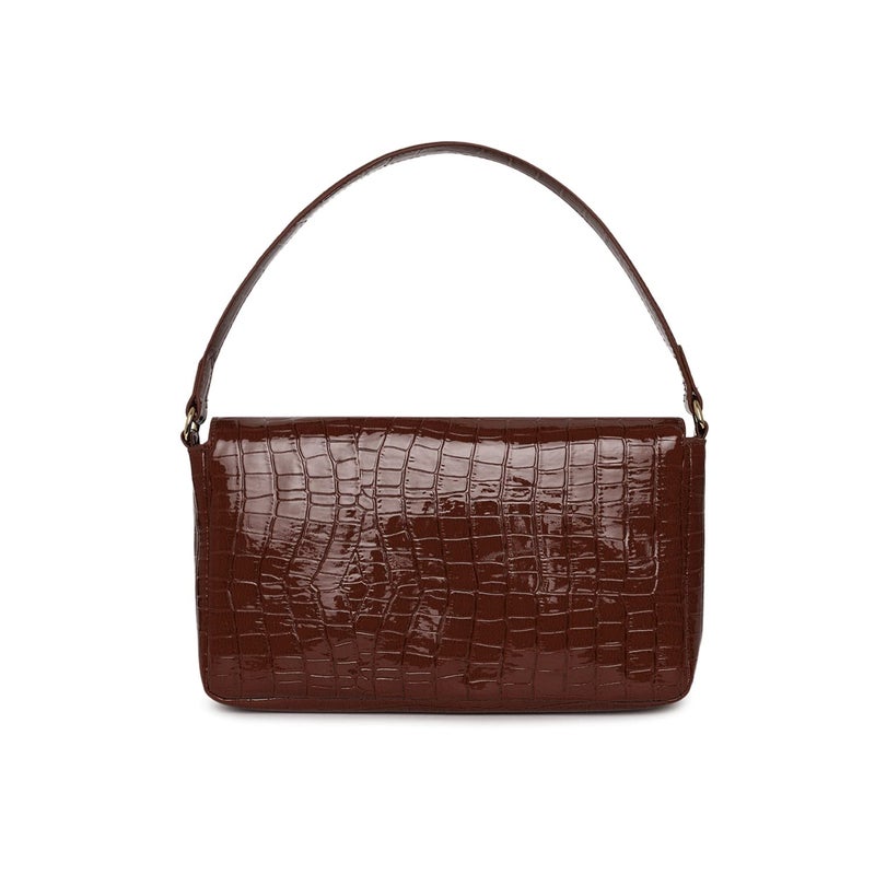 KLEIO On-trend Glossy Party/Bridal Satchel Handbag for Women and Girls - Brown - Image 5
